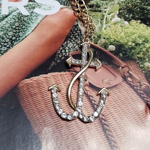 Gold Chain Anchor Necklace with Cubic Zirconia - Picture 2 of 5